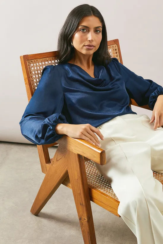 Viscose Satin Cowl Blouse