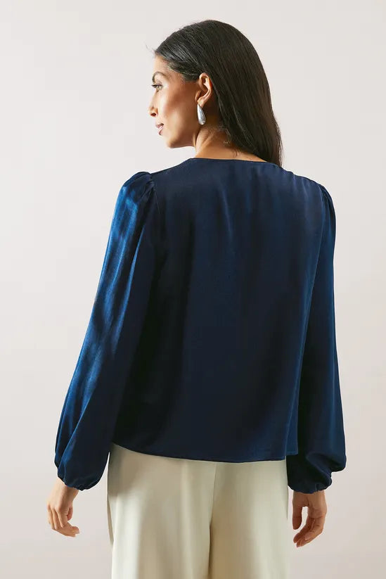 Viscose Satin Cowl Blouse
