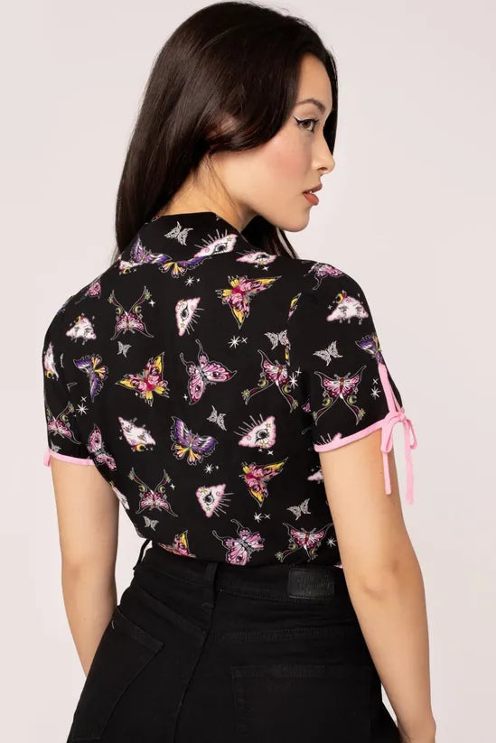 Kocho Bold Black Base Curved Collar Blouse